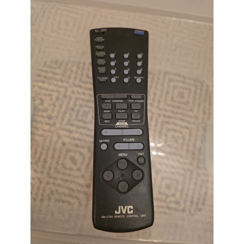 JVC RM-C754 Remote Control Unit for TV VCR Black OEM Replacement S3